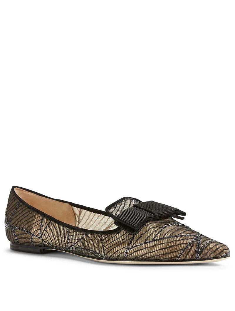 Gala Tulle Ballet Flats With Sequin Embroidery