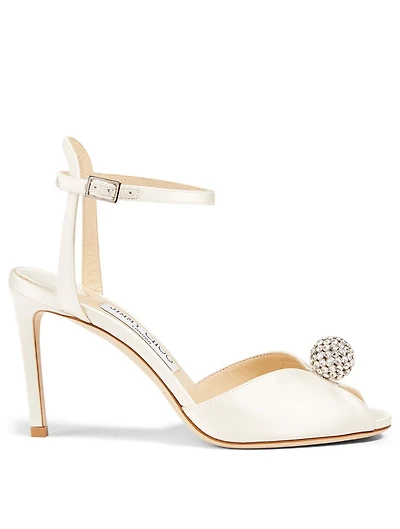 Sacora 85 Satin Heeled Sandals With Crystal Sphere