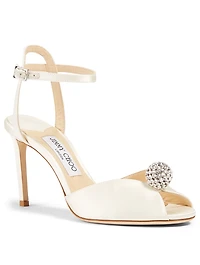 Sacora 85 Satin Heeled Sandals With Crystal Sphere