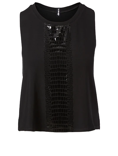Racerback Tank Top With Croc-Embossed Stripe