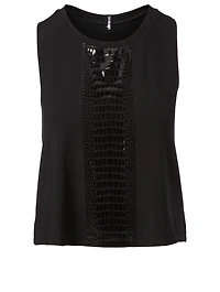 Racerback Tank Top With Croc-Embossed Stripe