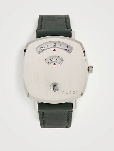 Grip Stainless Steel Leather Strap Watch