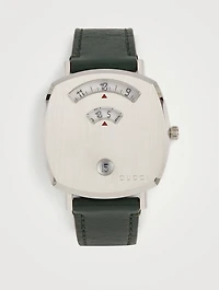 Grip Stainless Steel Leather Strap Watch