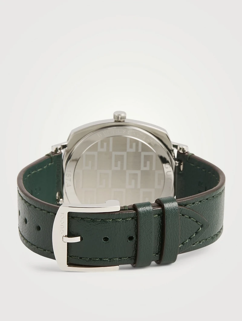 Grip Stainless Steel Leather Strap Watch