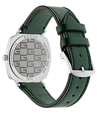 Grip Stainless Steel Leather Strap Watch