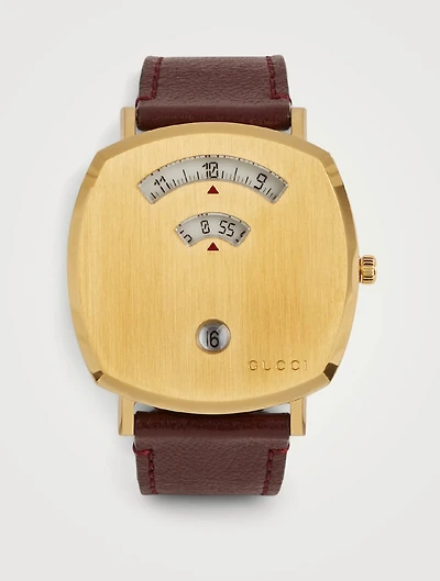Grip Gold PVD Leather Strap Watch
