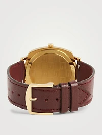 Grip Gold PVD Leather Strap Watch