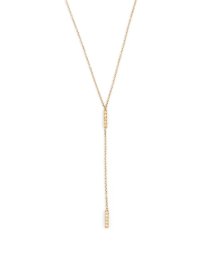 Gold Short Bar Lariat Necklace With Diamonds
