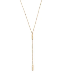 Gold Short Bar Lariat Necklace With Diamonds