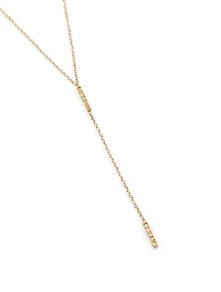 Gold Short Bar Lariat Necklace With Diamonds
