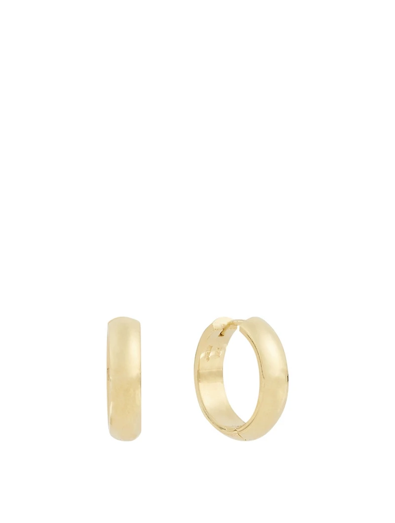 Gold Wide Huggie Hoop Earrings