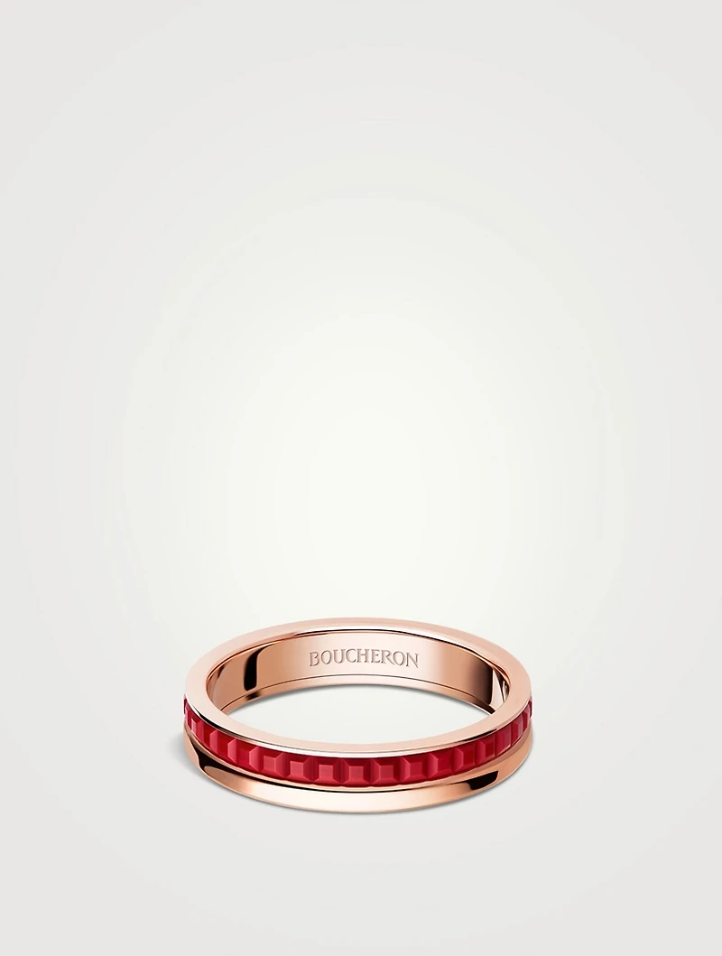 Red Edition Quatre Rose Gold Wedding Band With Ceramic