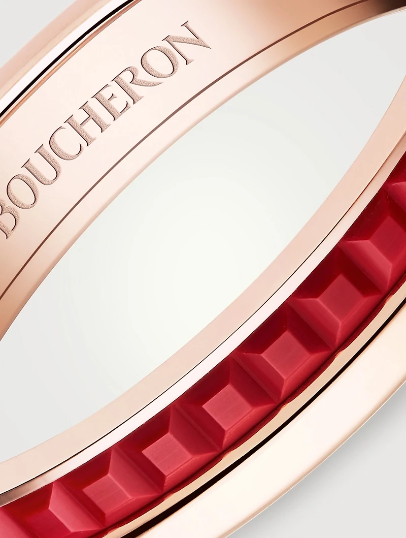 Red Edition Quatre Rose Gold Wedding Band With Ceramic