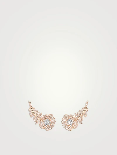 Plume De Paon Rose Gold Pendant Earrings With Diamonds