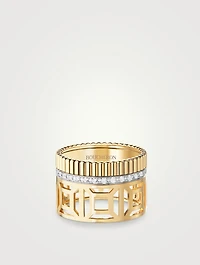Quatre Radiant Gold Openwork Ring With Diamonds