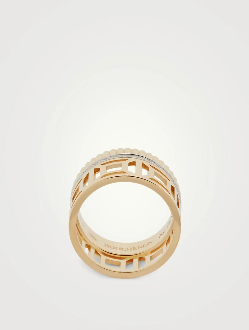 Quatre Radiant Gold Openwork Ring With Diamonds