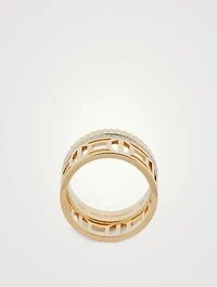 Quatre Radiant Gold Openwork Ring With Diamonds