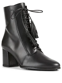 Leather Lace-Up Heeled Ankle Boots