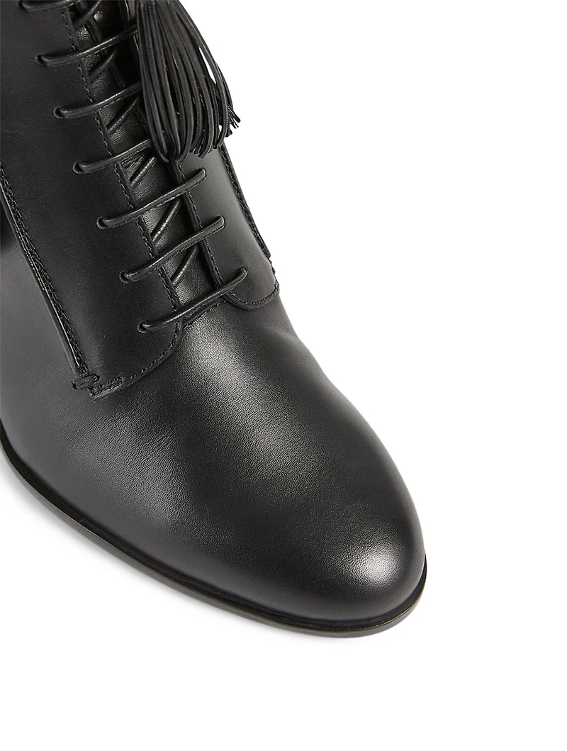Leather Lace-Up Heeled Ankle Boots