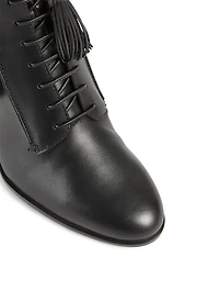 Leather Lace-Up Heeled Ankle Boots