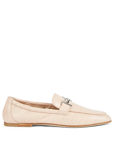 Croc-Embossed Leather Loafers