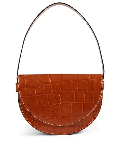 Amal Croc-Embossed Shoulder Bag