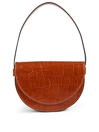 Amal Croc-Embossed Shoulder Bag