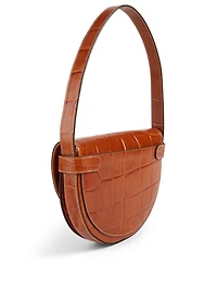 Amal Croc-Embossed Shoulder Bag