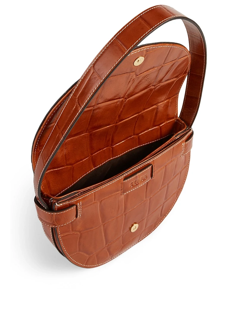 Amal Croc-Embossed Shoulder Bag