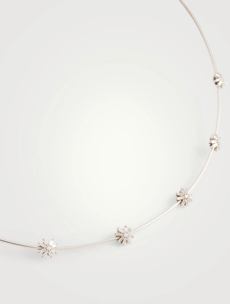 Fireworks 18K White Gold Cluster Collar Necklace With Diamonds