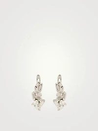Small Fireworks 18K White Gold Huggie Earrings With Diamonds