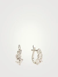 Small Fireworks 18K White Gold Huggie Earrings With Diamonds
