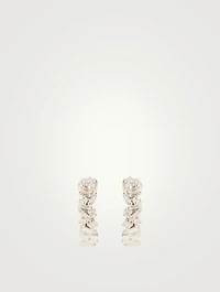 Small Fireworks 18K White Gold Diamond Hoop Earrings