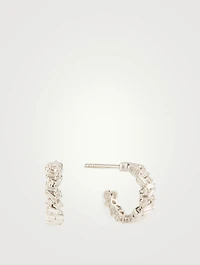 Small Fireworks 18K White Gold Diamond Hoop Earrings