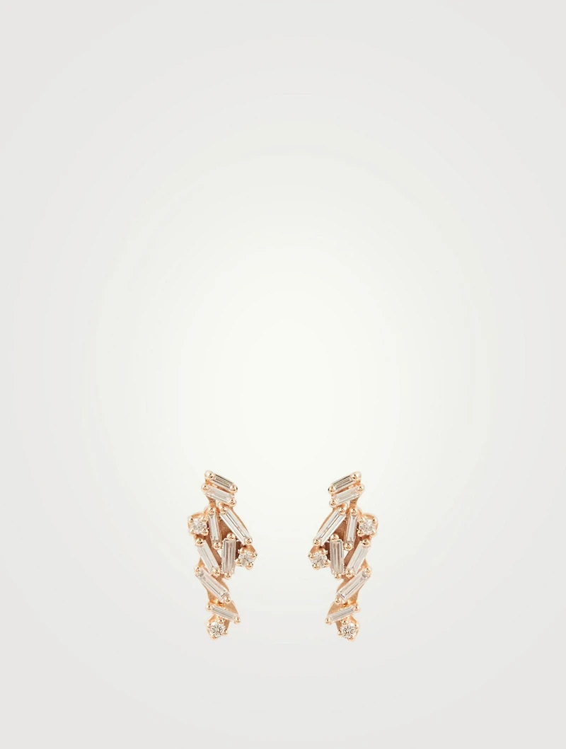 Fireworks 18K Rose Gold Earrings Wth Diamonds