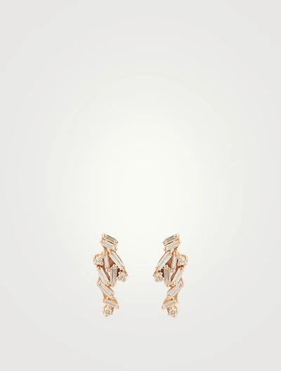 Fireworks 18K Rose Gold Earrings Wth Diamonds