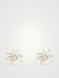 Small Fireworks 18K White Gold Starburst Stud Earrings With Diamonds