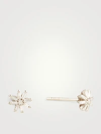 Small Fireworks 18K White Gold Starburst Stud Earrings With Diamonds