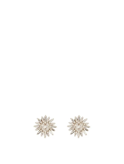 Fireworks 18K White Gold Flower Stud Earrings With Diamonds
