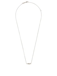18K White Gold Mini Mixed Bar Necklace With Diamonds