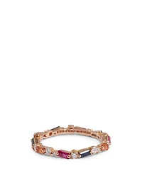 Rainbow Fireworks 18K Rose Gold Eternity Ring With Multicolour Sapphire And Diamonds