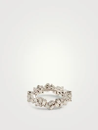 Fireworks 18K White Gold Wave Ring With Diamonds