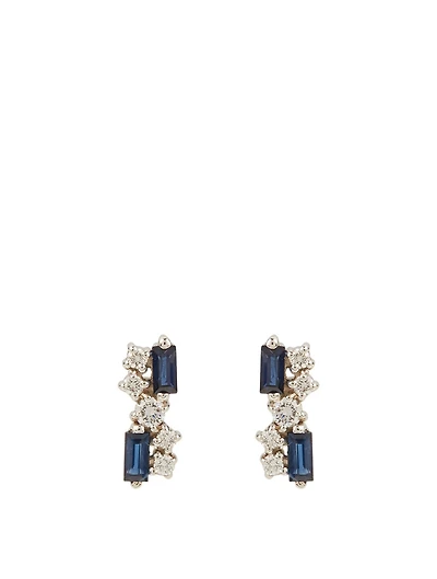 Fireworks 18K White Gold Earrings With Blue Sapphire And Diamonds