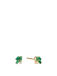 Fireworks 18K Gold Stud Earrings With Emerald And Diamonds
