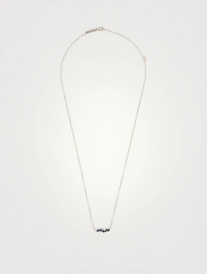 Fireworks 18K White Gold Fireworks Necklace With Blue Sapphires And Diamonds