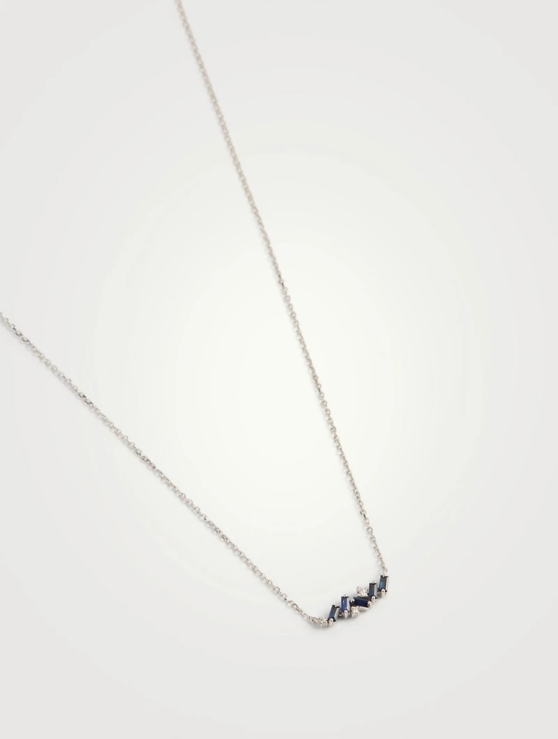 Fireworks 18K White Gold Fireworks Necklace With Blue Sapphires And Diamonds