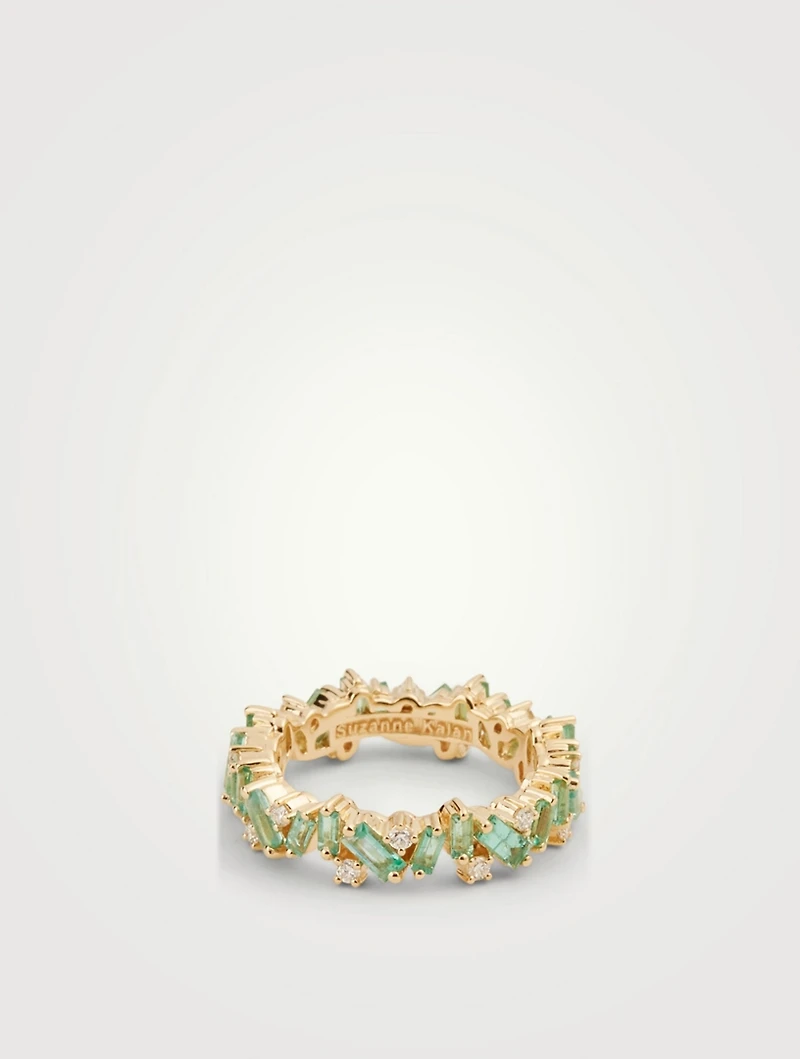 Rainbow Fireworks 18K Gold Ring With Emerald And Diamonds