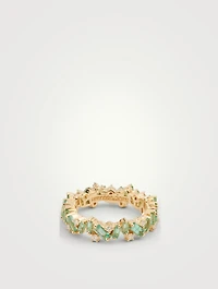 Rainbow Fireworks 18K Gold Ring With Emerald And Diamonds