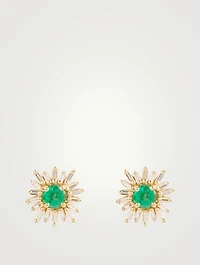 "One of a Kind" 18K Gold Earrings With Emerald And Diamonds