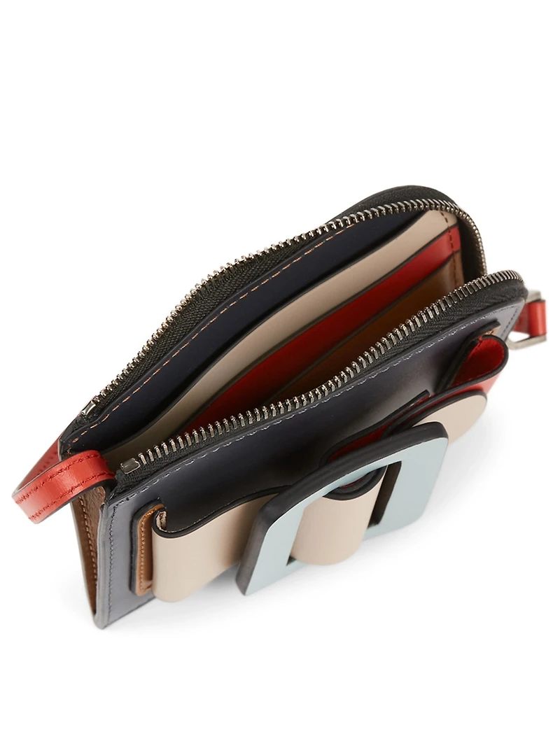 Buckle Colourblock Leather Card Holder